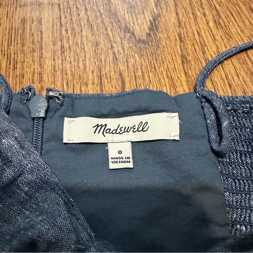 Madewell Blue Chambray Tie Front cutout cami sleeveless front tie dress size 0 - Picture 7 of 11